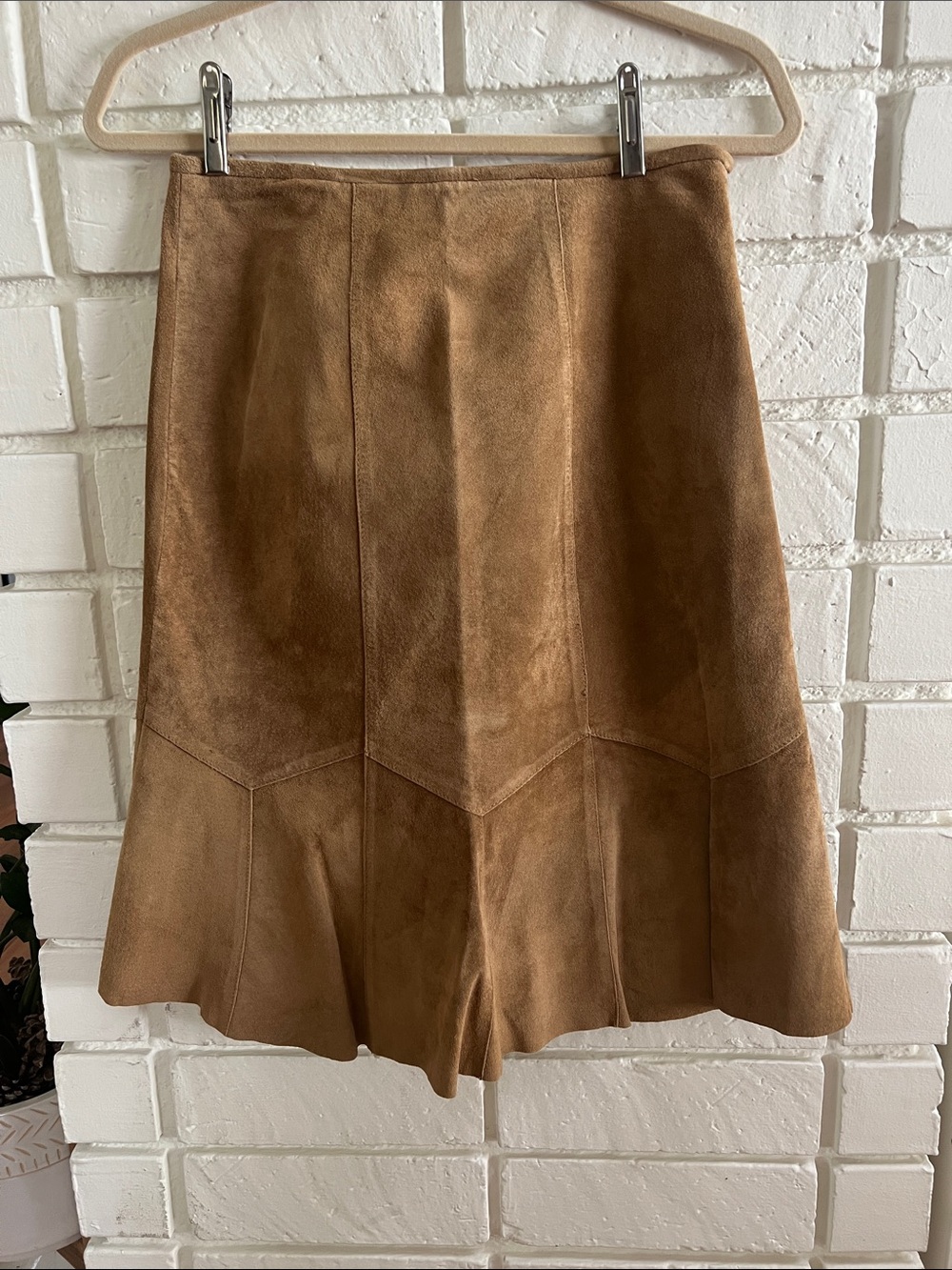 Alfani Camel Brown Suede-Look A-Line Skirt